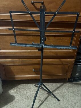 Black Foldable Portable Metal Sheet Music Stand Height-Adjustable Tripod Holder